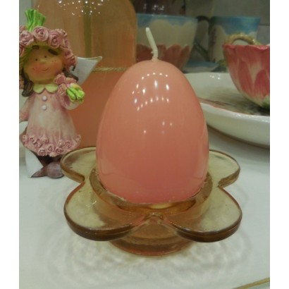 Свеча розовая  "Яйцо на подставке"